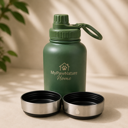 3 in 1 - Trinkflasche mit Näpfen für Hunde & Katzen