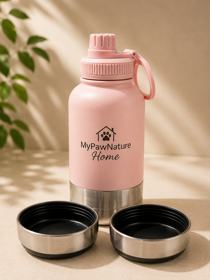 3 in 1 - Trinkflasche mit Näpfen für Hunde & Katzen