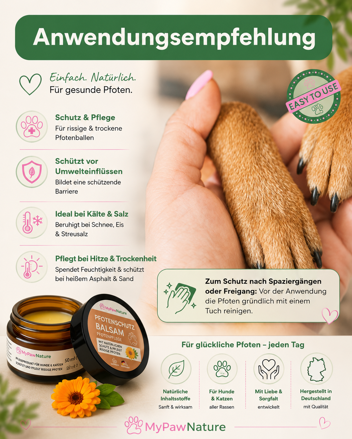PawGuard - Pfoten-Schutzpflege für Hunde & Katzen im Winter