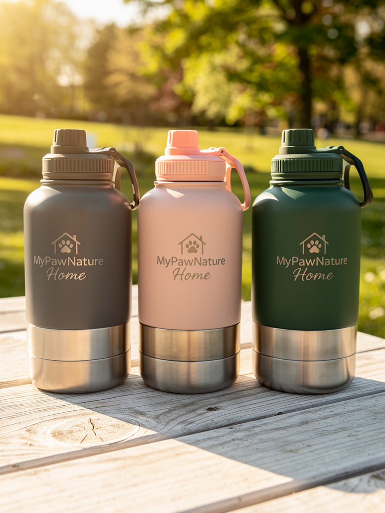3 in 1 - Trinkflasche mit Näpfen für Hunde & Katzen